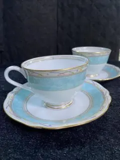 Noritake 水色 ティーカップ・ソーサー　2客セット