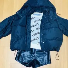 【秋服3点セット】ダウン・ニット・レザーショートパンツ