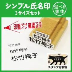 氏名印 名前 はんこ 3個セット スタンプ台付き 名入れ 入園 入学 介護 ①