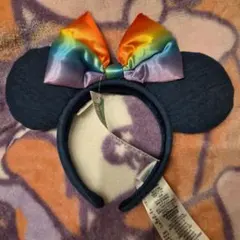 香港ディズニーランド　カチューシャ　デニム　レインボー