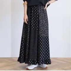 AMERICAN HOLIC プリントMix 裾フリル切り替え　スカート　M