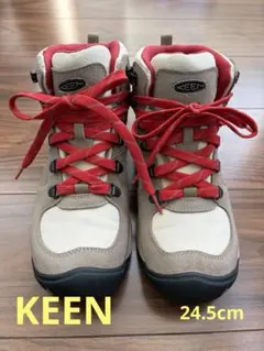 KEEN ハイカット登山靴 ベージュ/レッド(24.5cm)
