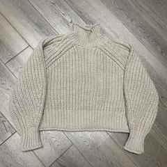 H&M ハイネックニット M ローゲージ ボリューム袖 ショート丈 セーター
