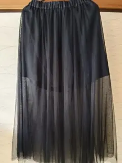 GU 黒 フレアロングチュールスカート