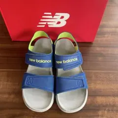 new balance サンダル 青 黄緑 子ども キッズ 23