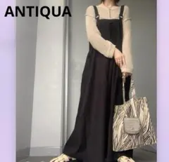 antiqua ANTIQUA ブラック サロペット ジャンバースカート