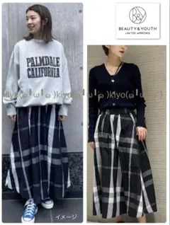 ユナイテッドアローズ チェックギャザースカート ゴム仕様