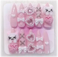 ネイルチップ 地雷系 量産型 ねこ いちご