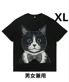 猫イラスト Tシャツ おもしろＴ パロディＴ 猫イラスト男女兼用ＸＬ 黒