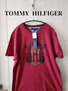 【新品・タグ付き】TOMMY HILFIGER 半袖Tシャツ 赤色 Lサイズ