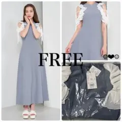 ラスト1点♡Darich♡フリルリボンニットロングワンピース♡SAX♡FREE