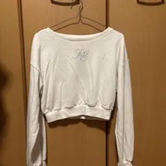 GRL ラインストーンロゴ ショート丈 スウェット ホワイト