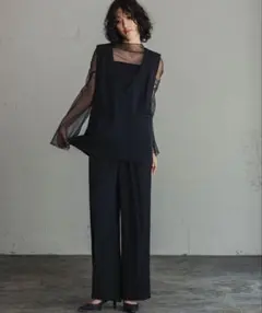 Girl チュールレイヤードトップス ワイドパンツ セットアップLサイズ