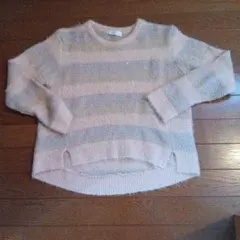 レディースニットセーターくすみカラー ラメ金糸