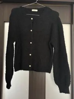 カーディガン 黒 パール