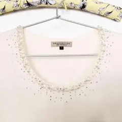 半袖ニットトップス⭐️パール付き＆ビーズビジュー付きのサムネイル