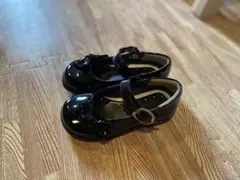 フォーマルシュ－ズ(エナメル)リボン付き　黒　15.5