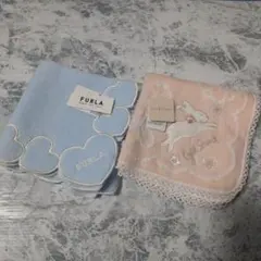 FURLA 水色ハンカチ & JILL STUART ピンクハンカチ