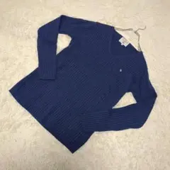 アーノルドパーマー　毛100% Vネック ブルー　ニット　セーター　ロゴ刺繍　1