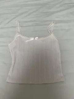 SHEIN キャミソール ホワイト レース リボン