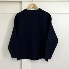 6 ROKU CABLE HIGH NECK KNIT ケーブルニット ネイビー