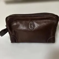 イヴサンローラン YSLロゴ ダブルジップ レザー クラッチバッグ