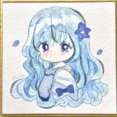 オリジナル手描きイラスト【豆色紙】アナログイラスト(透明水彩原画) 分離色 創作