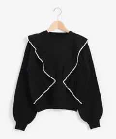 MAJESTIC LEGON パピヨンフリルニット ブラック