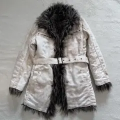 Y2K Archive Fur Trim Trench Coat Ivory M