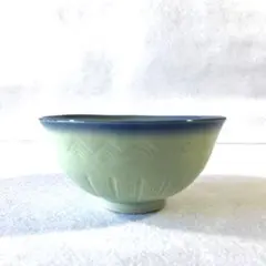 ヴィンテージ レトロモダン お茶碗 飯碗 青磁 瑠璃縁 和食器