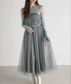 リエンダ　チュールコンビフレアワンピース　極美品