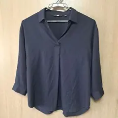 UNIQLO スキッパーシャツ ネイビー サイズSのサムネイル