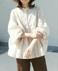 DOORS　ドアーズ　コットンボイルギャザー2WAYブラウス