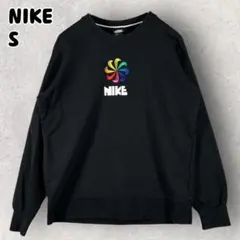 美品 NIKE ナイキ スウェット トレーナー 風車 刺繍ロゴ S ブラック