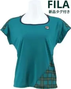 新品タグ付き未使用 フィラ テニスシャツ Sサイズ ターコイズブルー チェック