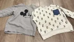2枚セットミッキー裏毛トレーナー