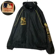 希少古着ニューヨークヤンキースでかロゴ ブラックナイロンジャケットゆったりサイズ