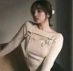 【タグ付き新品】andmary bebe knit tops / pink ANDMARY】Crochet frill knit tops