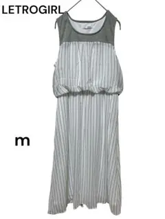 LETROGIRL ノースリーブロングワンピース m ストライプ