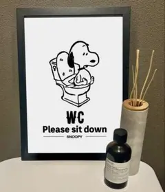 スヌーピー トイレは座ってしてね柄★マナーポスターA4サイズ★値下げ可