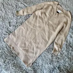 新品級 〈coen〉（Free) ベージュ Vネック ニットワンピース