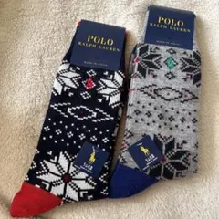 ポロラルフローレンHOLIDAY ラム毛混 Snow Patternソックス2足