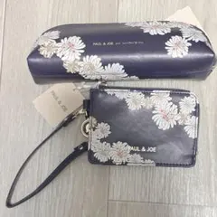 【新品】PAUL & JOE 花柄ペンケース パスケース ネイビー