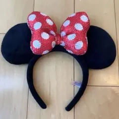 ディズニーランド ミニー カチューシャ スパンコール リボン ドット柄