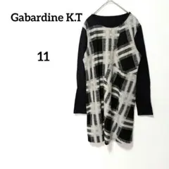 ギャバジンケーティー ブラック チェック柄 長袖 チュニック