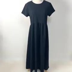 ★coca コカ【エンボス加工】ウエストギャザー フレアワンピース ブラック