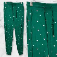 Wondershop ルームウェア パンツ スキー柄 緑 レディース XS 古着