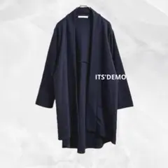 b441【ITS'DEMO】ノーカラーガウンオープンフロントカーディガンL長袖