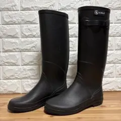 AIGLE ブラック 長靴 バックル付き サイズ37 - メルカリ