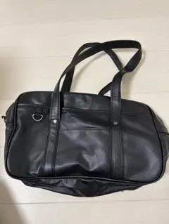 ブラックトートバッグ 合成皮革　スクールバック